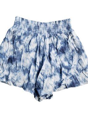 PINK Victoria's Secret Shorts Small Blue Tie Dye Paperbag Waist Elastic Beach